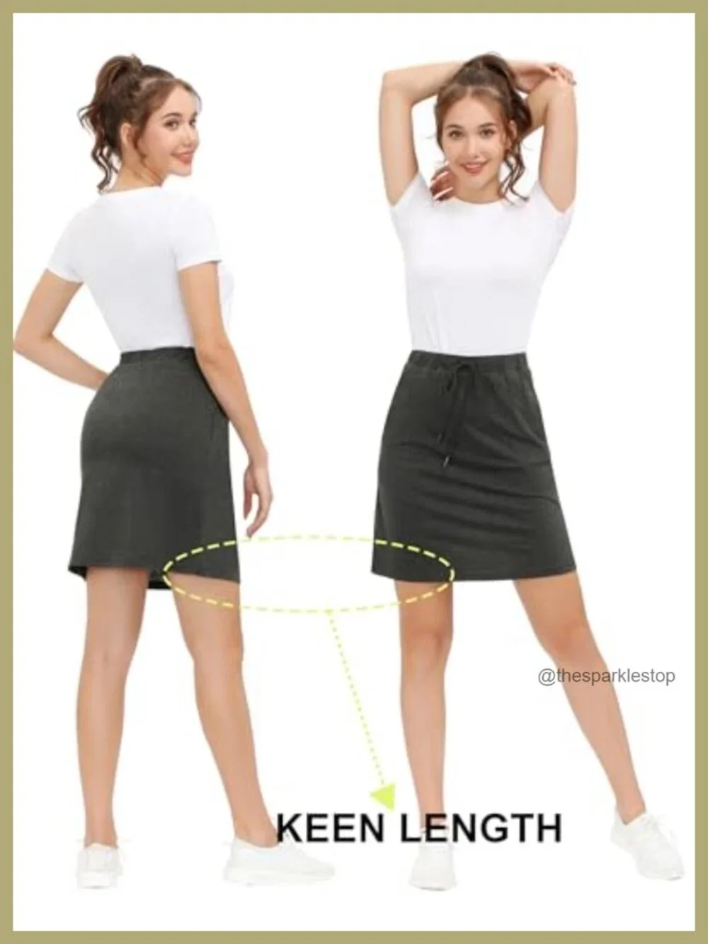 Stretchy Knee Length Skort with Pockets Athletic Golf Tennis